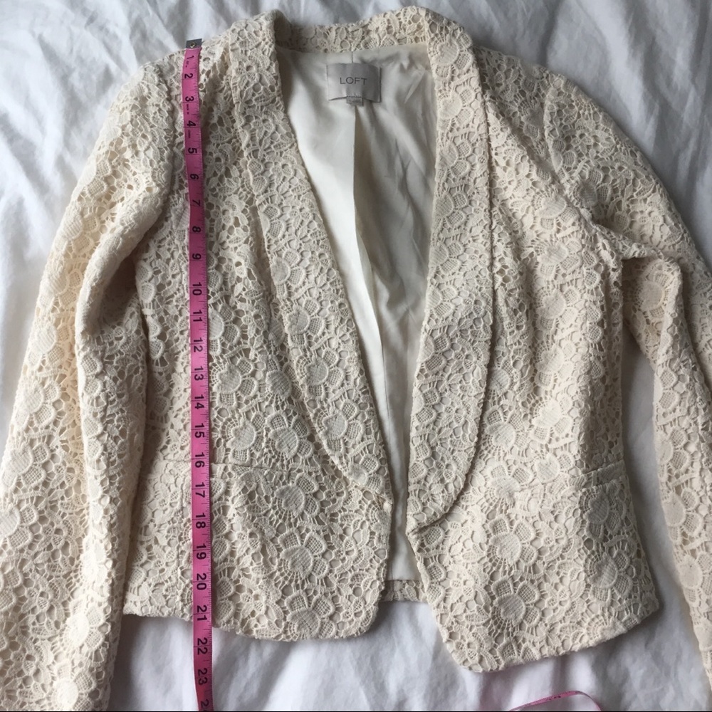 LOFT Cream Crochet Lace Blazer - Picture 6 of 12